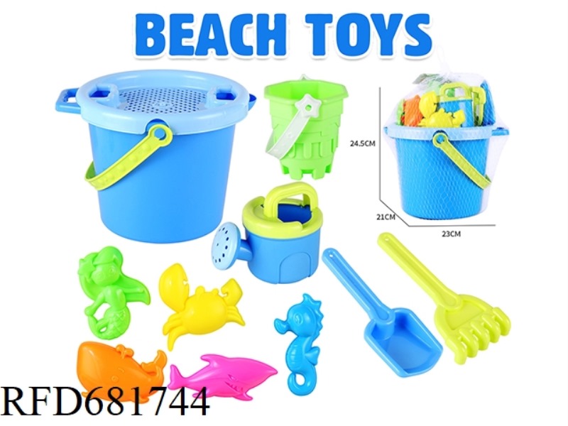 BEACH BARREL CASTLE SHOWER MARINE ANIMALS 11-PIECE SET