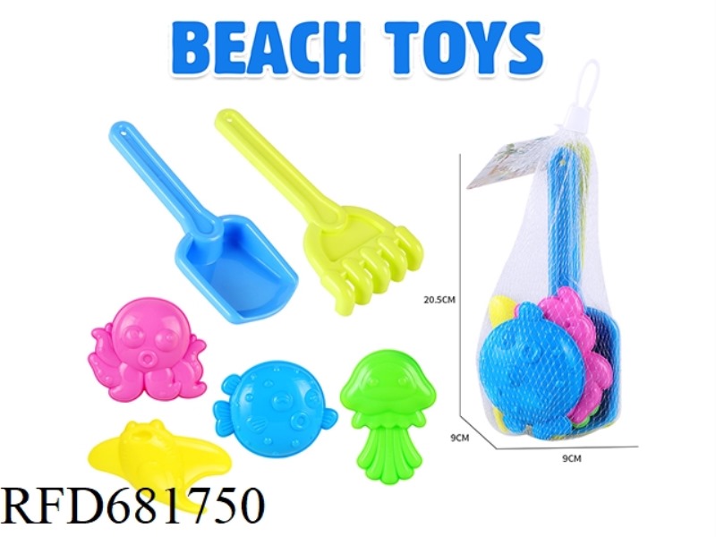SHOVEL RAKE SET OF 6 MARINE ANIMALS