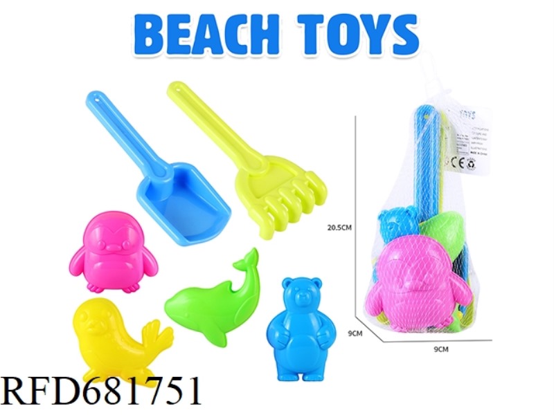 SHOVEL RAKE POLAR ANIMALS 6-PIECE SET