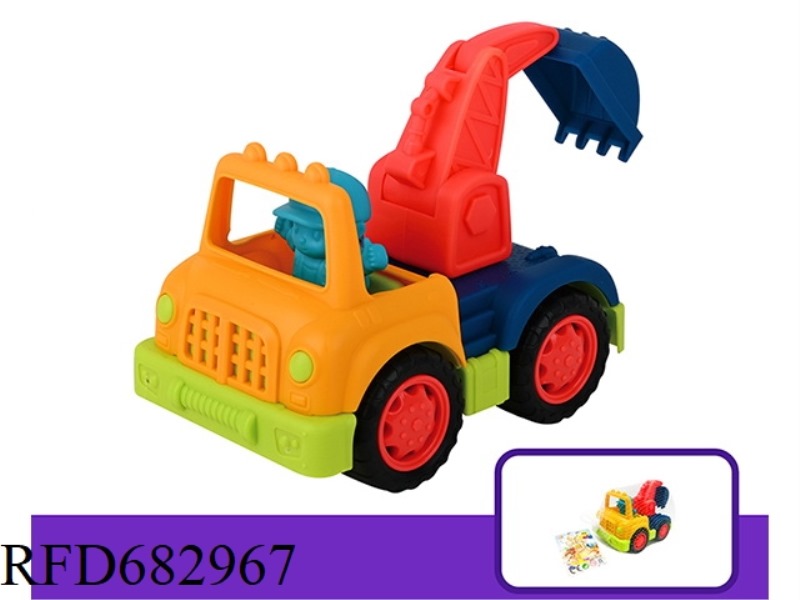 CARTOON CAR DIGGING CAR WITH DOLLS