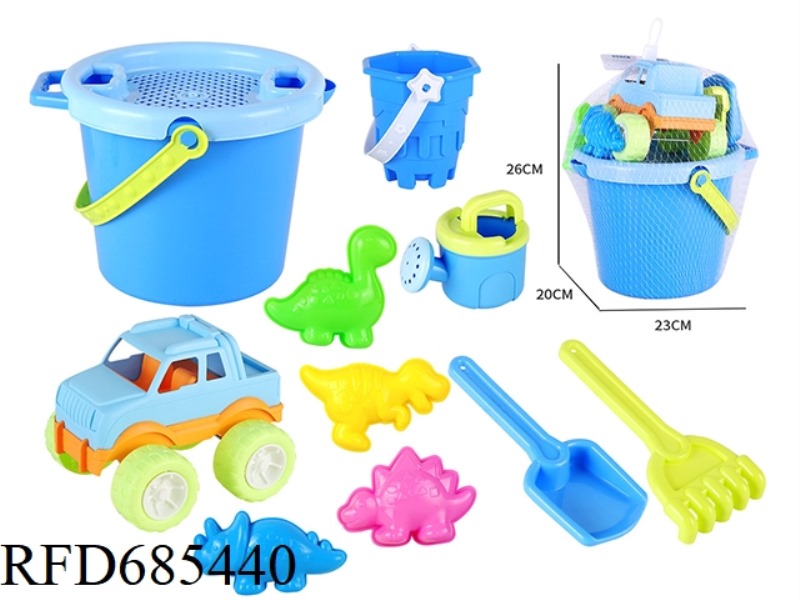 CASTLE BEACH BUCKET BEACH CART DINOSAUR SAND MODEL SAND SHOVEL TOOL 11PCS SET