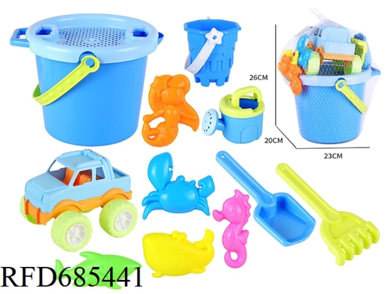 CASTLE BEACH BUCKET BEACH CART MARINE ANIMAL SAND MODEL SAND SHOVEL TOOL 12PCS SET