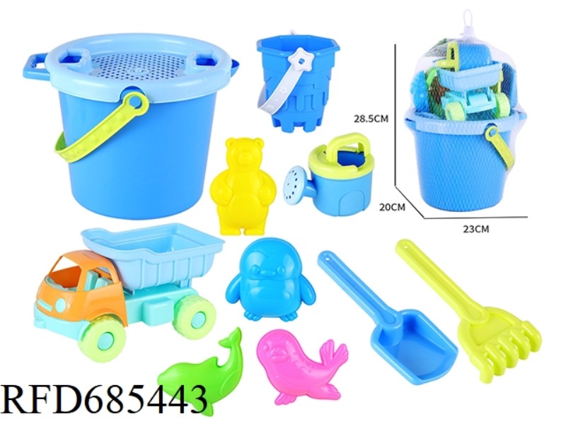 CASTLE BEACH BUCKET BEACH CART MARINE ANIMAL SAND MODEL SAND SHOVEL TOOL 11PCS SET