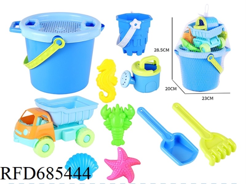 CASTLE BEACH BUCKET BEACH CART MARINE ANIMAL SAND MODEL SAND SHOVEL TOOL 11PCS SET