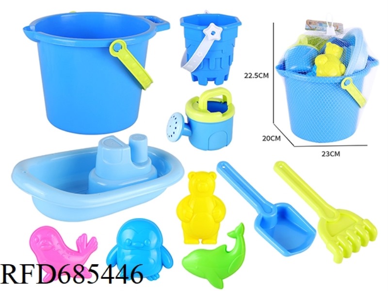CASTLE BEACH BUCKET BOAT MARINE ANIMAL SAND MODEL SAND SHOVEL TOOL 10PCS SET