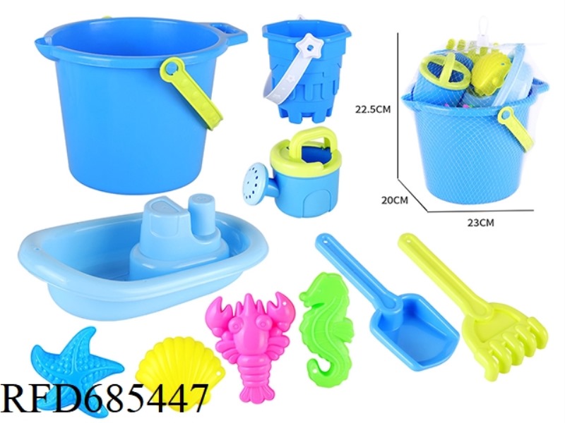 CASTLE BEACH BUCKET BOAT MARINE ANIMAL SAND MODEL SAND SHOVEL TOOL 10PCS SET