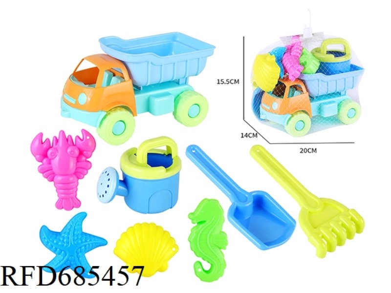 BEACH BUGGY, CASTLE BUCKET, MARINE ANIMAL, SAND PRINT, SAND SHOVEL TOOL SET OF 8PCSS