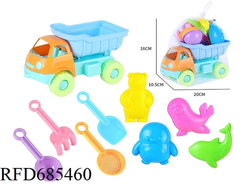 BEACH BUGGY, MARINE ANIMAL, SAND PRINT, SAND SHOVEL TOOL 9PCS SET