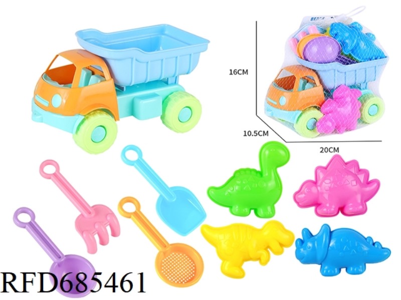 9PCS SET OF BEACH BUGGY DINOSAUR SAND PRINT SAND SHOVEL TOOLS