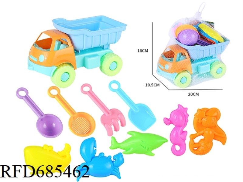 BEACH BUGGY, MARINE ANIMAL, SAND PRINT, SAND SHOVEL TOOL SET OF 10PCSS
