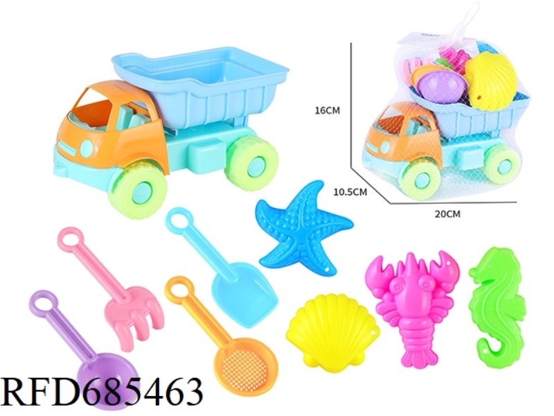 BEACH BUGGY, MARINE ANIMAL, SAND PRINT, SAND SHOVEL TOOL 9PCS SET