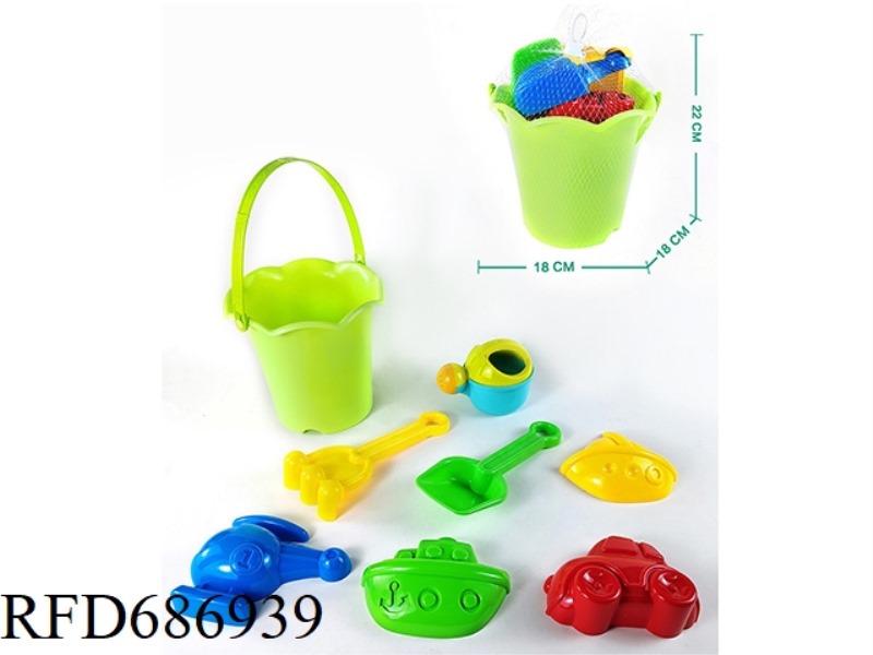 BEACH BUCKET TOY SET (8PCS)