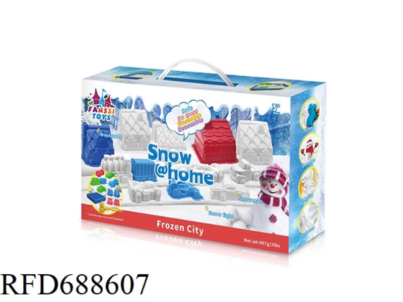 907 GRAMS OF SNOW+9 MOLDS+1 SNOWMAN CLIP MOLD+1 COVERED TRAY