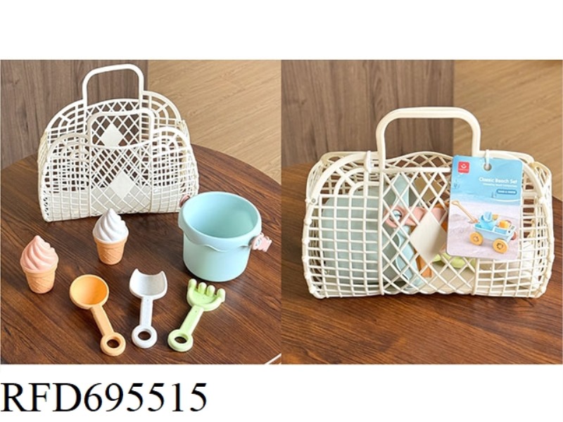 WHEAT STRAW SOFT RUBBER PORTABLE BASKET BEACH