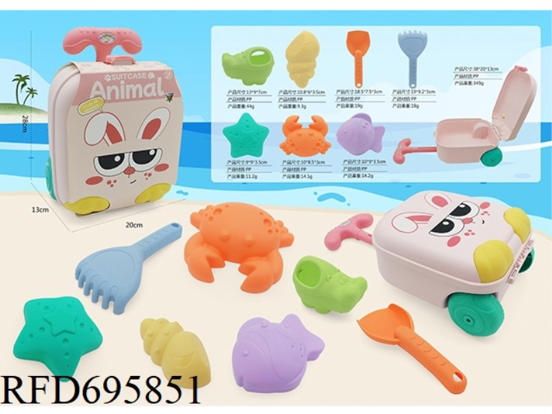 EIGHT PIECE SET OF BEACH ANIMAL LUGGAGE