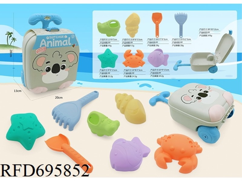 EIGHT PIECE SET OF BEACH ANIMAL LUGGAGE