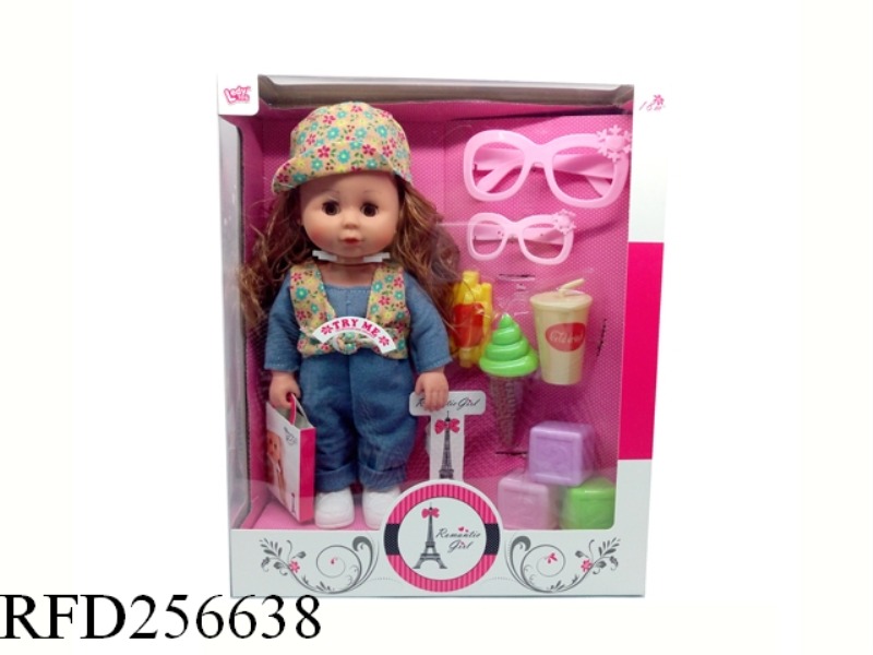 12 INCH 12 SOUND GIRL WEARING SHOES COWBOY DOLL JUMPSUIT + + SIZE GLASSES FITTINGS OF THE PICNIC