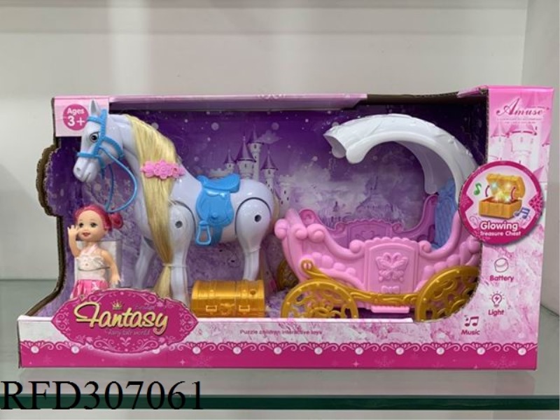 ELECTRIC HORSE LIGHT MUSIC CARRIAGE + 5 INCH FAT BABY