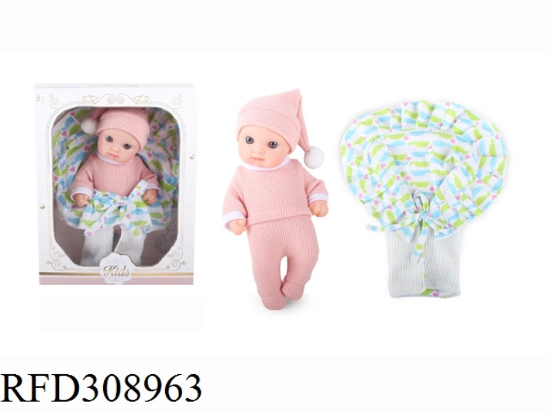 9 INCH IMITATION SLEEPING DOLL WITH QUILT (PINK PAJAMAS)