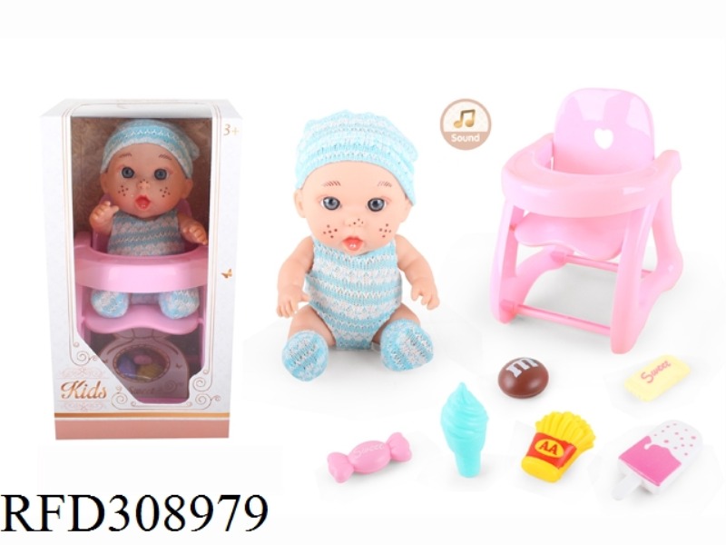 9 INCH DOLL WITH 6 SOUND IC WITH DINING CHAIR, CANDY