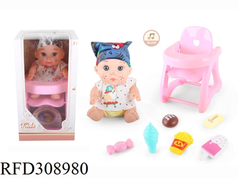 9 INCH DOLL WITH 6 SOUND IC WITH DINING CHAIR, CANDY