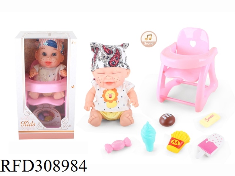 9 INCH DOLL WITH 6 SOUND IC WITH DINING CHAIR, CANDY