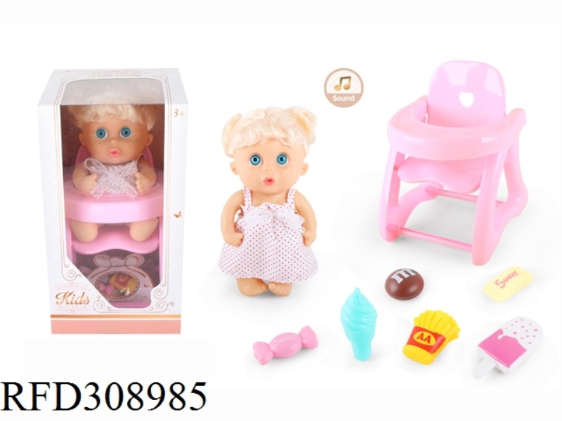9 INCH DOLL WITH 6 SOUND IC WITH DINING CHAIR, CANDY