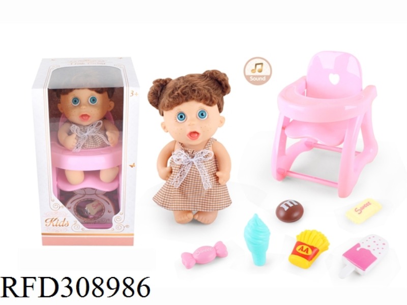 9 INCH DOLL WITH 6 SOUND IC WITH DINING CHAIR, CANDY