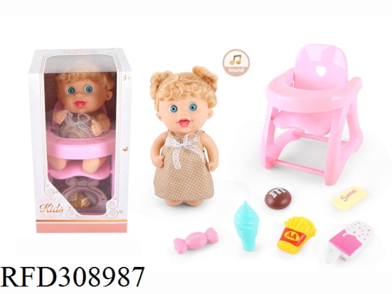9 INCH DOLL WITH 6 SOUND IC WITH DINING CHAIR, CANDY