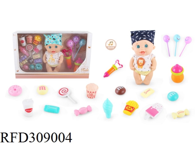9 INCH DOLL WITH 6 SOUND IC WITH CANDY FOOD ACCESSORIES 19 SAMPLES