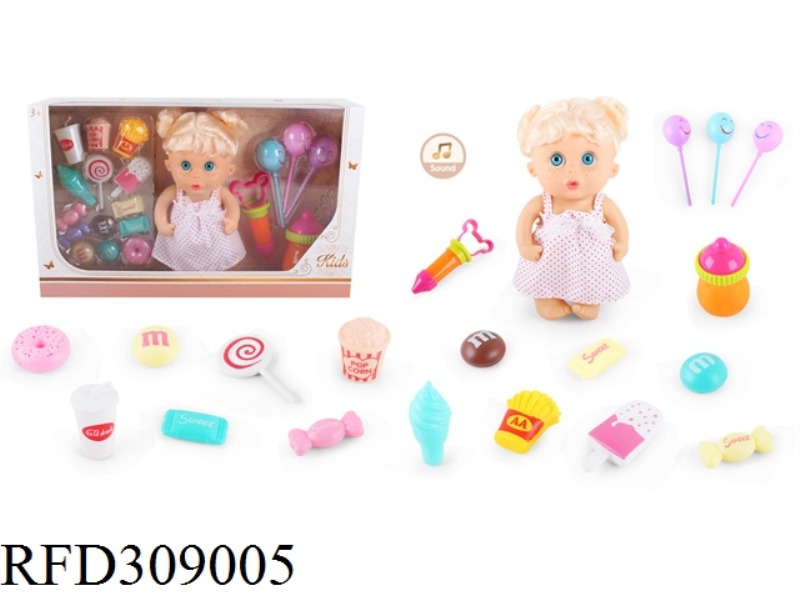 9 INCH DOLL WITH 6 SOUND IC WITH CANDY FOOD ACCESSORIES 19 SAMPLES
