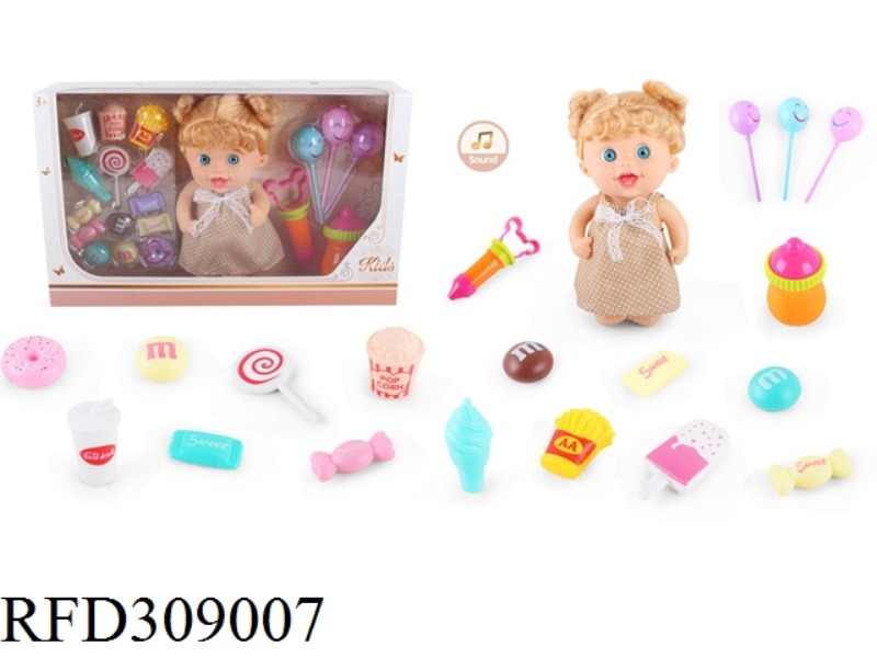9 INCH DOLL WITH 6 SOUND IC WITH CANDY FOOD ACCESSORIES 19 SAMPLES