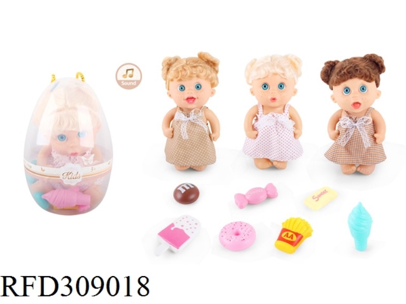 9 INCH BABY WITH 6 SOUND IC WITH CANDY FOOD ACCESSORIES 7 SAMPLE (3 ASST)