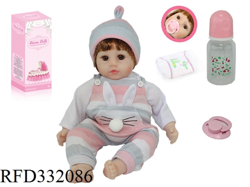 47CM REBIRTH DOLL HIGH SIMULATION BABY (POWDER GRAY SUSPENDERS)