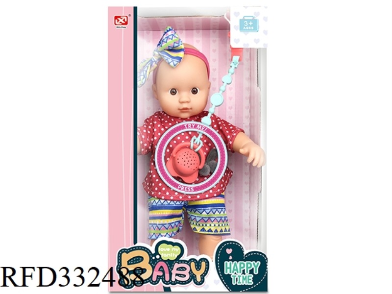 12 INCH COTTON BODY VINYL DOLL (WITH IC 12 SOUND ON PACIFIER)