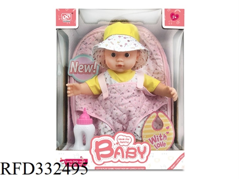 12 INCH COTTON BODY VINYL DOLL + KIDS BACKPACK