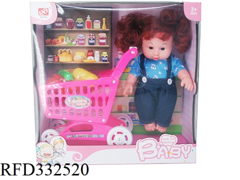 12 SOUND PACKET POWER 14 INCH DOLL + SHOPPING CART