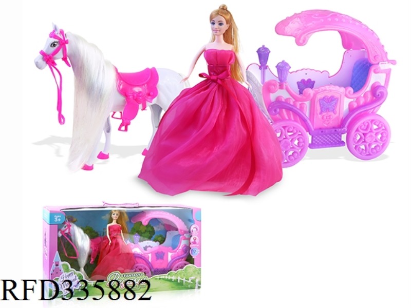 STATIC HORSE 11.5 EVENING PRINCESS FLIP-TOP CARRIAGE WITH LIGHT MUSIC.