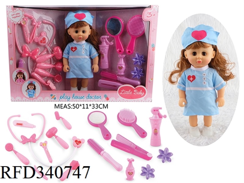 12 INCHES OF BEAUTIFUL GIRL DOLL EVERY FAMILY WITH 8 SETS OF MEDICAL EQUIPMENT, 8 SETS OF DRESSING