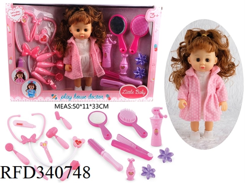 12 INCHES OF BEAUTIFUL GIRL DOLL EVERY FAMILY WITH 8 SETS OF MEDICAL EQUIPMENT, 8 SETS OF DRESSING