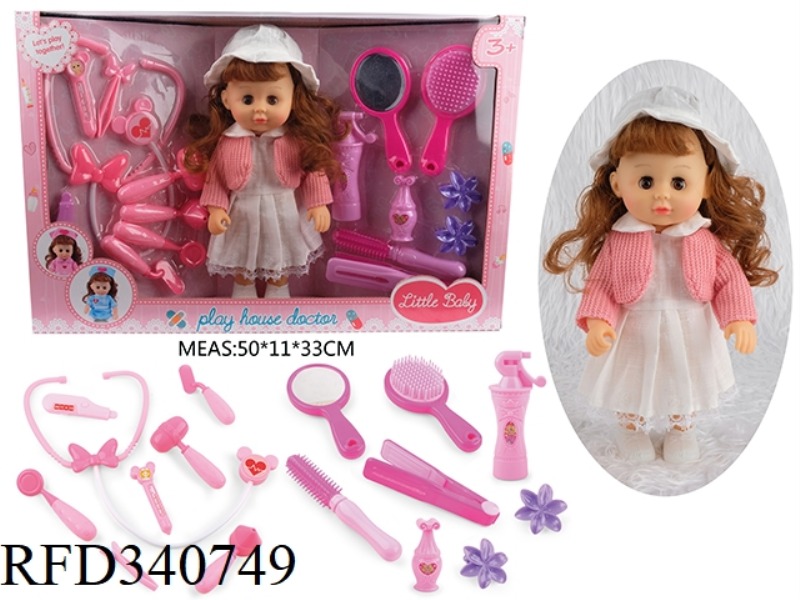 12 INCHES OF BEAUTIFUL GIRL DOLL EVERY FAMILY WITH 8 SETS OF MEDICAL EQUIPMENT, 8 SETS OF DRESSING