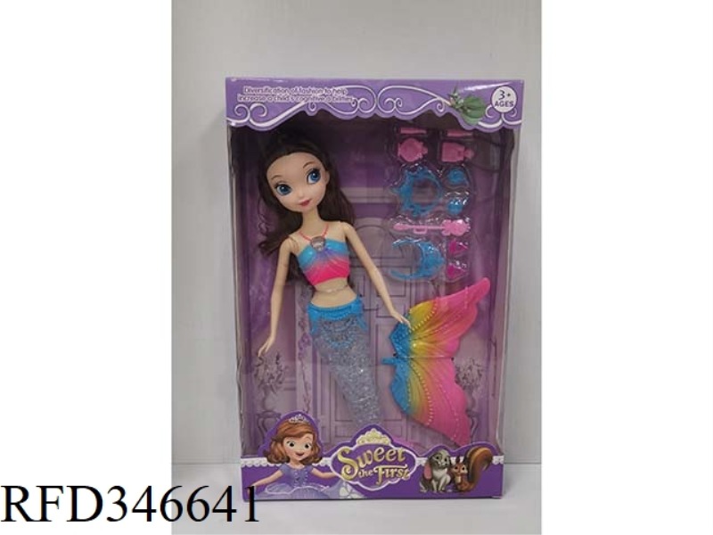 11.5 INCH SOFIA COLORFUL MERMAID WITH FLASH MUSIC + BLISTER ACCESSORIES