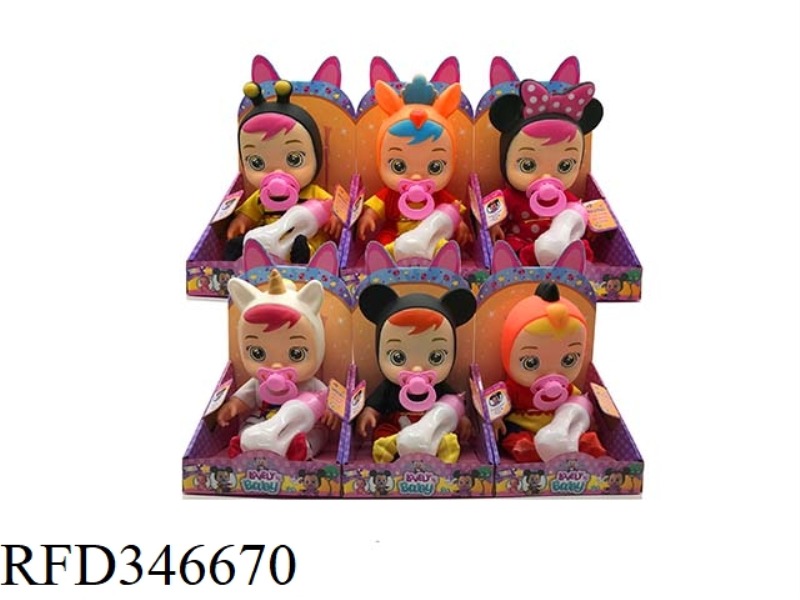 10-INCH VINYL CRYING DOLL WITH 4 MUSIC (6 ASSORTED)