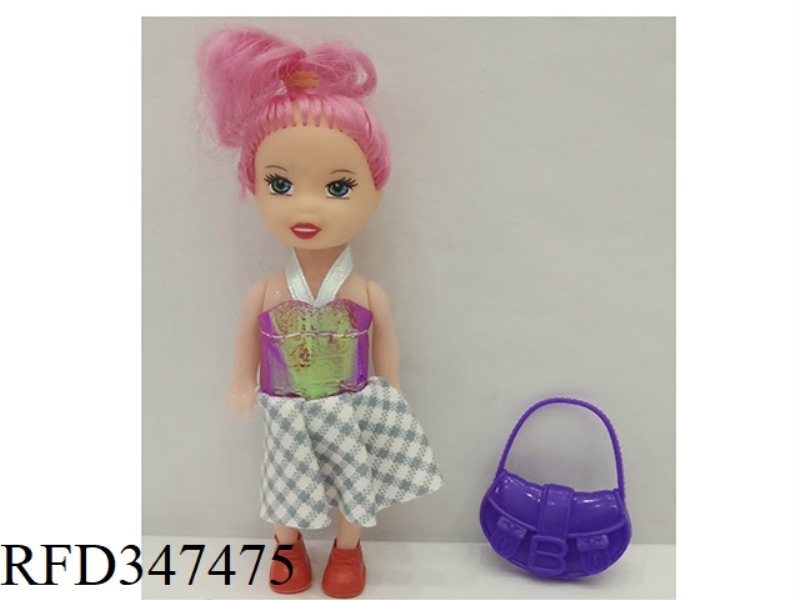 3.5 INCH BARBIE DOLL WITH SMALL HANDBAG