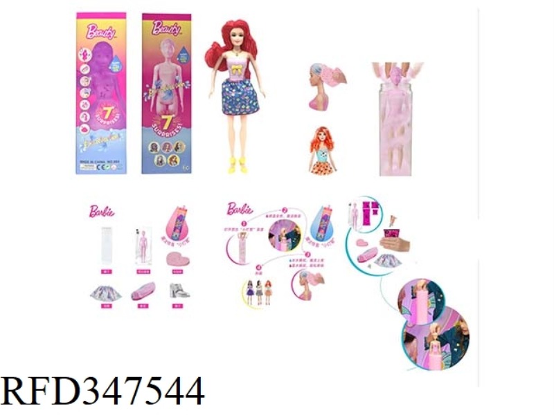 THE FIRST-GENERATION 11.5-INCH REAL BODY SURPRISE CHANGE COLOR BARBIE. COMES WITH 5 DIFFERENT SURPRI