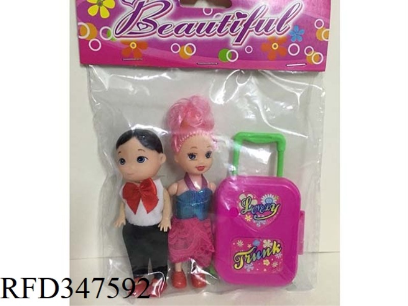 2 3.5-INCH BARBIE DOLLS WITH SUITCASE