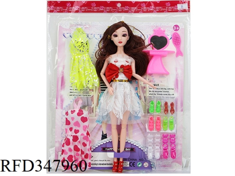 11.5 INCH SOLID BODY 11 JOINT 3D REAL EYE BARBIE CARDBOARD
