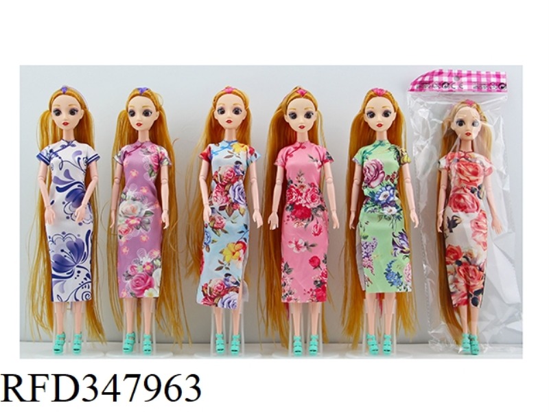 11.5-INCH 11-JOINT SOLID BODY 3D REAL-EYE CHEONGSAM RAPUNZEL