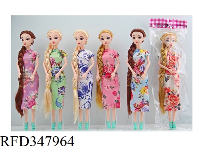 11.5-INCH 11-JOINT SOLID BODY 3D REAL-EYE CHEONGSAM RAPUNZEL 6 ASSORTED