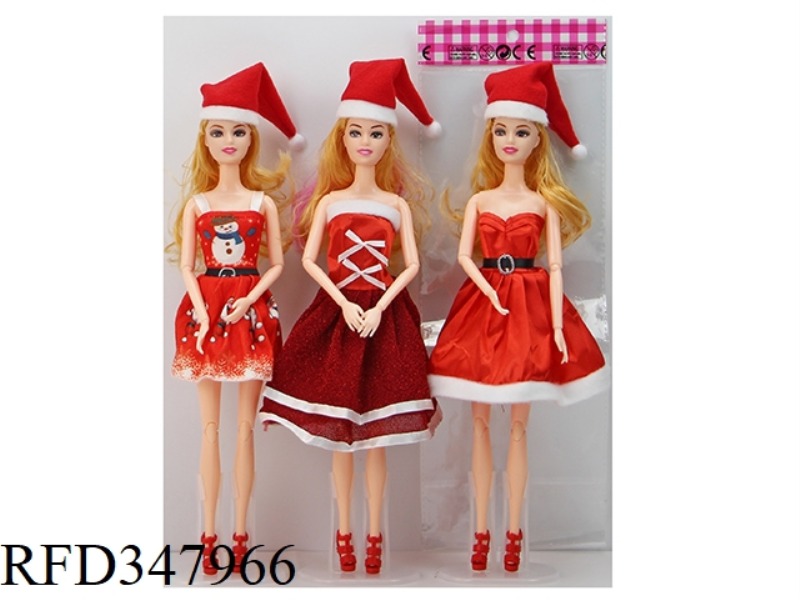 11.5 INCH 11 JOINT SOLID BODY CHRISTMAS PRINCESS 3 ASSORTED
